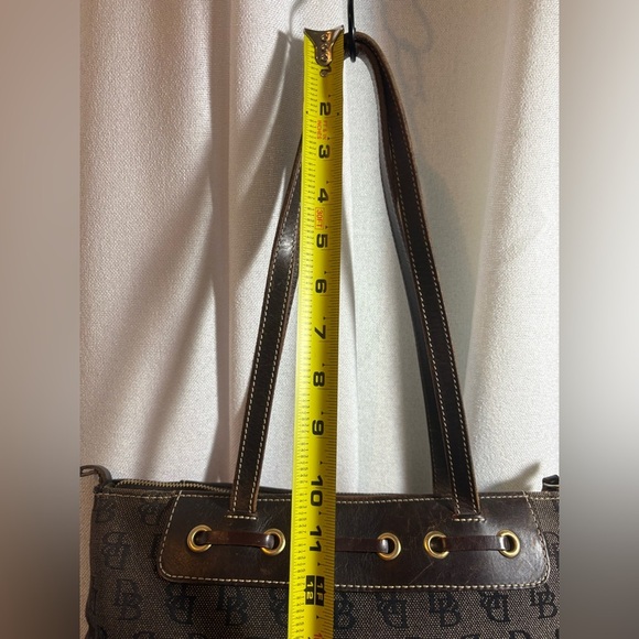 Vintage Dooney & Bourke Signature DB Purse Large Tassel Tote Y2K Brown GUC! - Picture 7 of 14